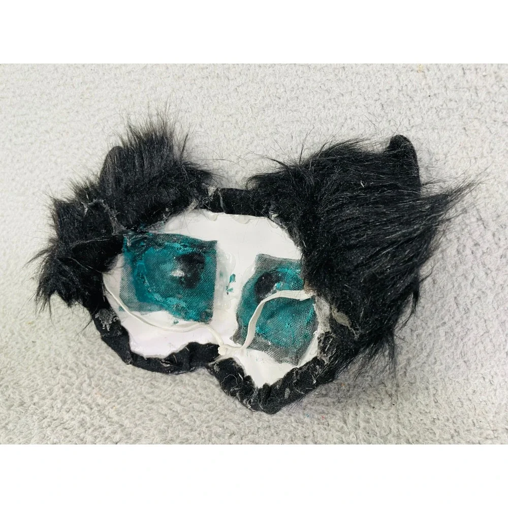 Black Cat Mask Furry Costume Accessory Fishbone Earring Cosplay Therian Animal